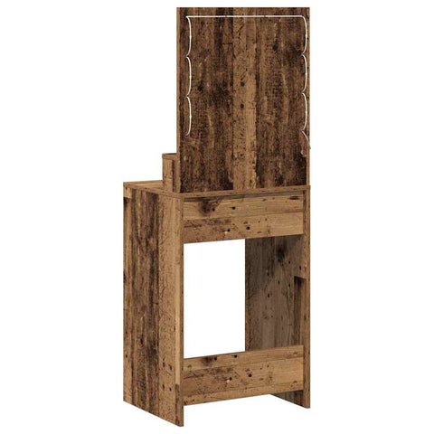 vidaXL Dressing Table with LED Lights - Old Wood, 50x41x135 cm