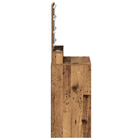 vidaXL Dressing Table with LED Lights - Old Wood, 50x41x135 cm