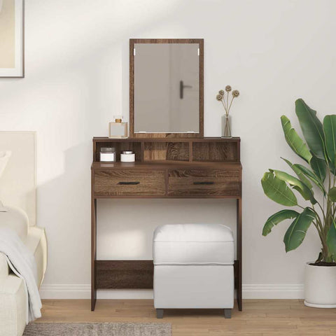 vidaXL Dressing Table Brown Oak 79 x 41 x 140 cm Engineered wood