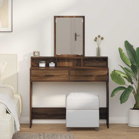 vidaXL Dressing Table with Drawers Brown Oak 100x41x140 cm