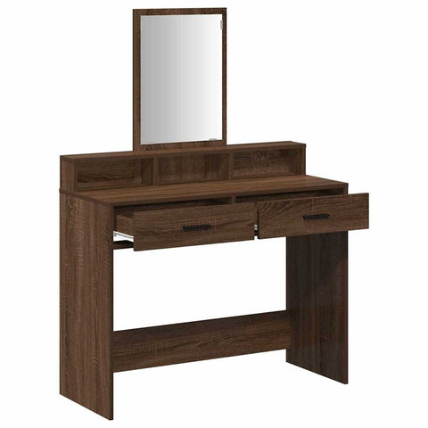 vidaXL Dressing Table with Drawers Brown Oak 100x41x140 cm