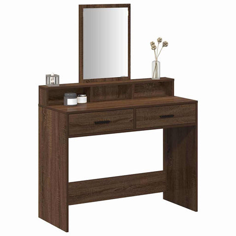 vidaXL Dressing Table with Drawers Brown Oak 100x41x140 cm
