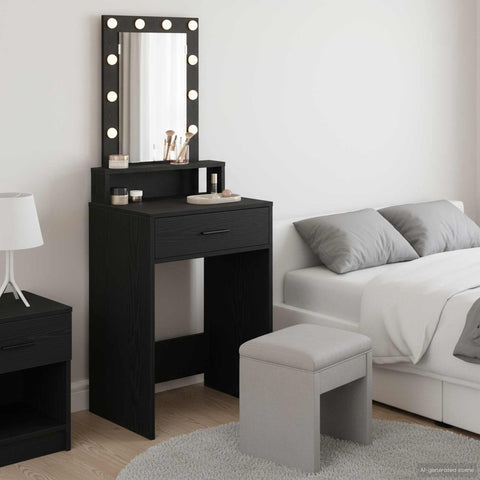 vidaXL Dressing Table Black 50 x 41 x 140 cm Engineered wood