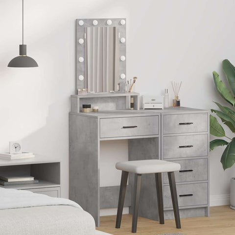 vidaXL Dressing Table with LED Lights Concrete Grey 50x41x140 cm