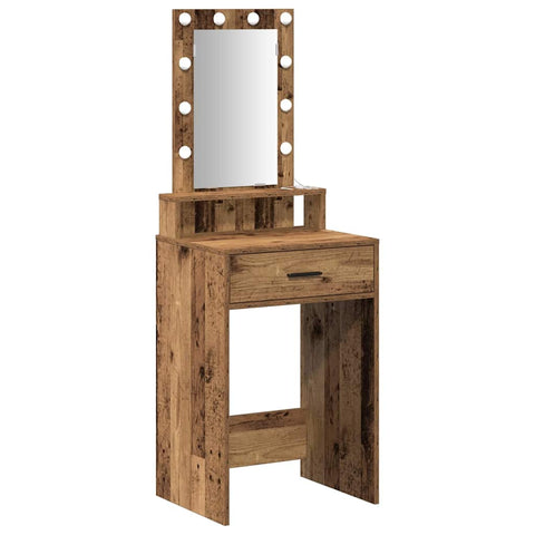 vidaXL Dressing Table with LED Lights Old Wood 50x41x140 cm