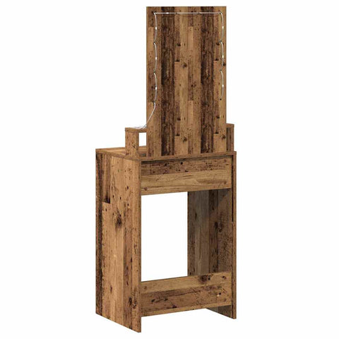 vidaXL Dressing Table with LED Lights Old Wood 50x41x140 cm