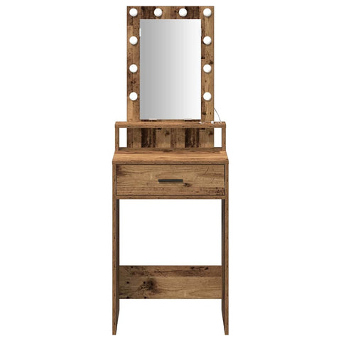 vidaXL Dressing Table with LED Lights Old Wood 50x41x140 cm