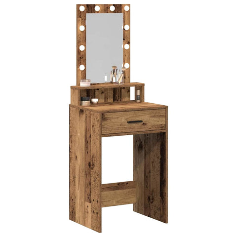 vidaXL Dressing Table with LED Lights Old Wood 50x41x140 cm