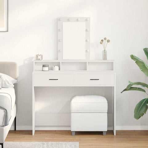 vidaXL Dressing Table with LED Lights White 100x41x140 cm