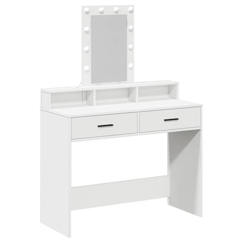vidaXL Dressing Table with LED Lights White 100x41x140 cm