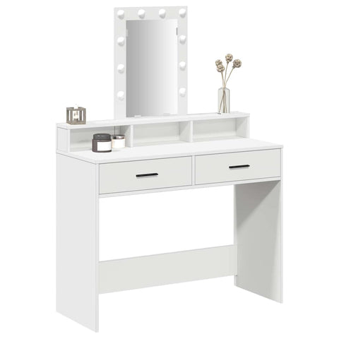 vidaXL Dressing Table with LED Lights White 100x41x140 cm