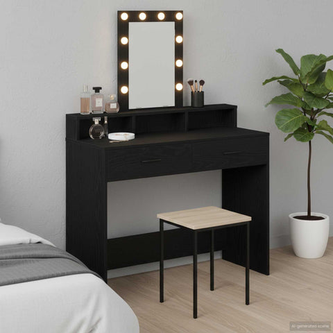 vidaXL Dressing Table Black 100 x 41 x 140 cm Engineered wood