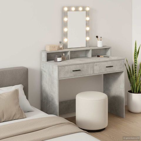 vidaXL Dressing Table Grey 100 x 41 x 140 cm Engineered wood