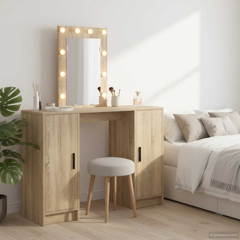 vidaXL Dressing Table Brown 102 x 33 x 135 cm Engineered wood