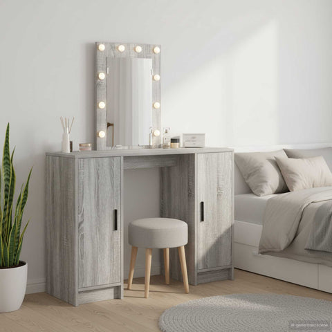 vidaXL Dressing Table with Door Grey 102 x 33 x 135 cm Engineered wood