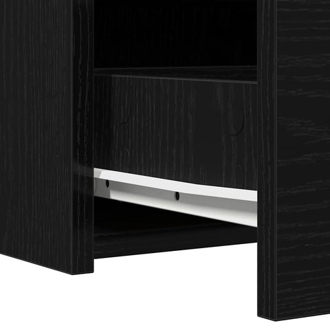 vidaXL Wall-Mounted Dressing Table with LED Lights - Black Oak