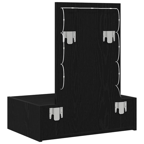 vidaXL Wall-Mounted Dressing Table with LED Lights - Black Oak