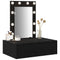 vidaXL Wall-Mounted Dressing Table with LED Lights - Black Oak