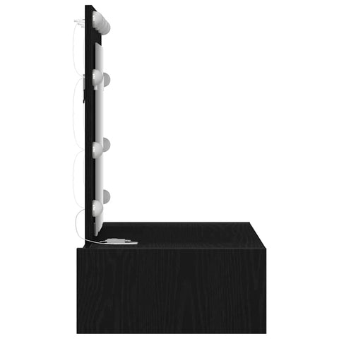 vidaXL Wall-Mounted Dressing Table with LED Lights - Black Oak