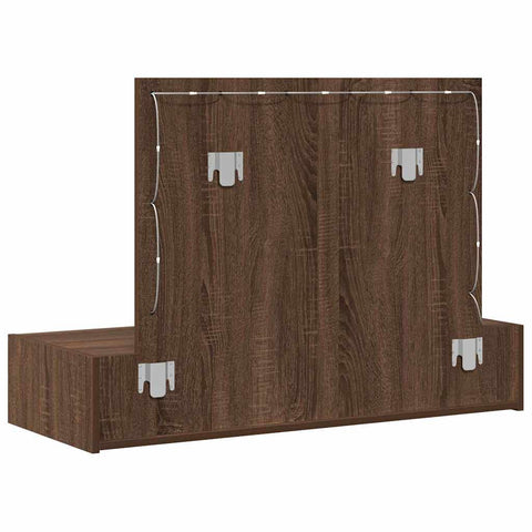 vidaXL Wall Hanging Dressing Table with LED Lights Brown Oak