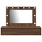 vidaXL Wall Hanging Dressing Table with LED Lights Brown Oak