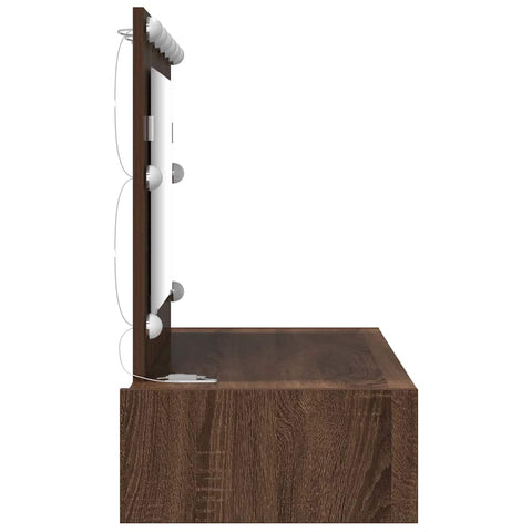 vidaXL Wall Hanging Dressing Table with LED Lights Brown Oak