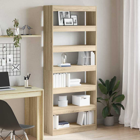 vidaXL Bookcase with Shelf Sonoma oak 80 x 30 x 198 cm Engineered wood