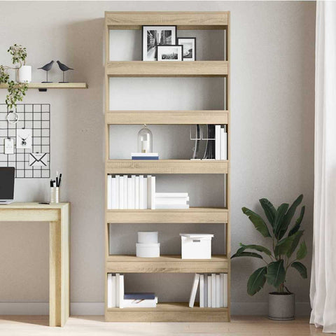 vidaXL Bookcase with Shelf Sonoma oak 80 x 30 x 198 cm Engineered wood