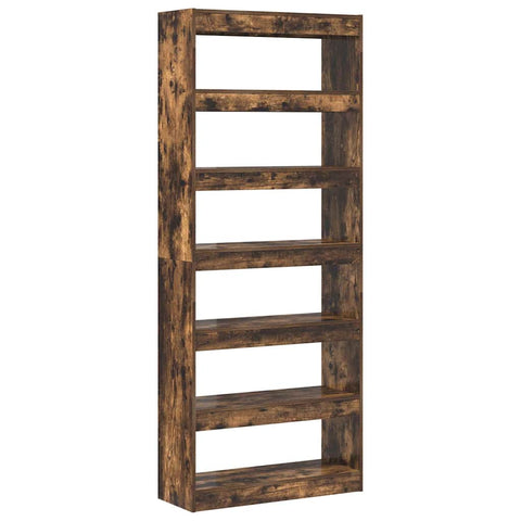 vidaXL Bookcase with Shelf Smoked oak 80 x 30 x 198 cm Engineered wood