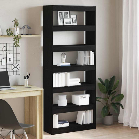 vidaXL Bookcase with Shelf Black oak 80 x 30 x 198 cm Engineered wood
