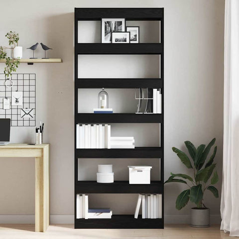 vidaXL Bookcase with Shelf Black oak 80 x 30 x 198 cm Engineered wood
