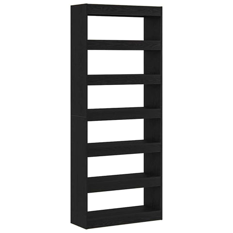 vidaXL Bookcase with Shelf Black oak 80 x 30 x 198 cm Engineered wood