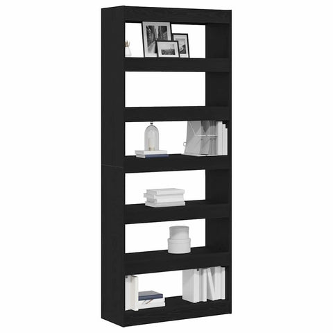 vidaXL Bookcase with Shelf Black oak 80 x 30 x 198 cm Engineered wood