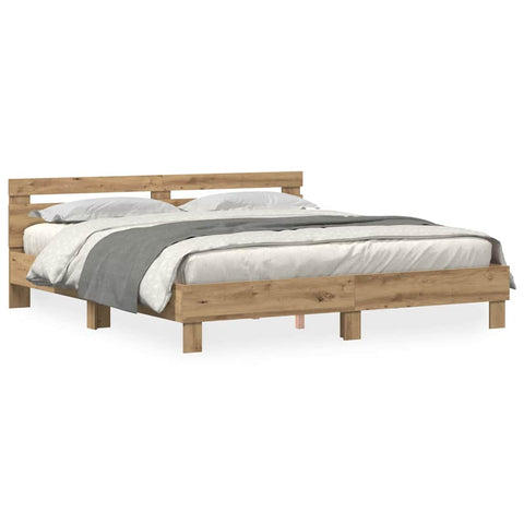 vidaXL Bed Frame Artisan oak 200 x 200 cm Engineered wood