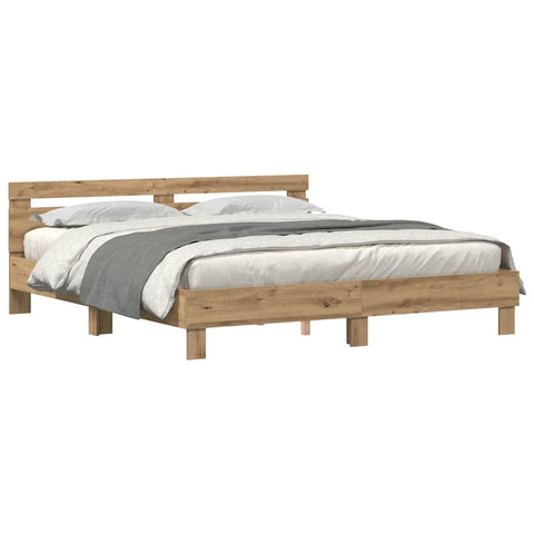 vidaXL Bed Frame Artisan oak 200 x 200 cm Engineered wood