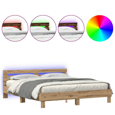 vidaXL Bed Frame Artisan oak 200 x 200 cm Engineered wood