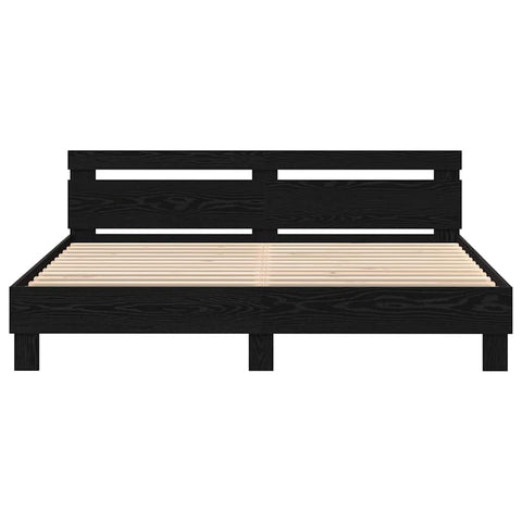 vidaXL Bed Frame with Headboard Black oak 200 x 200 cm Engineered wood