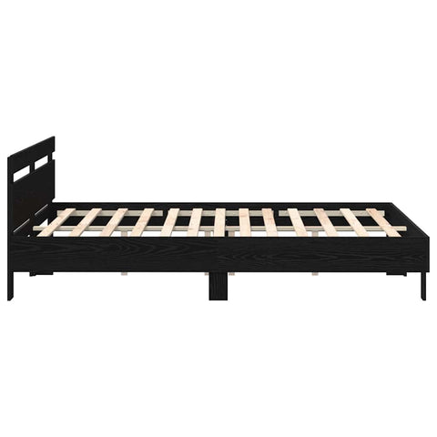 vidaXL Bed Frame with Headboard Black oak 200 x 200 cm Engineered wood