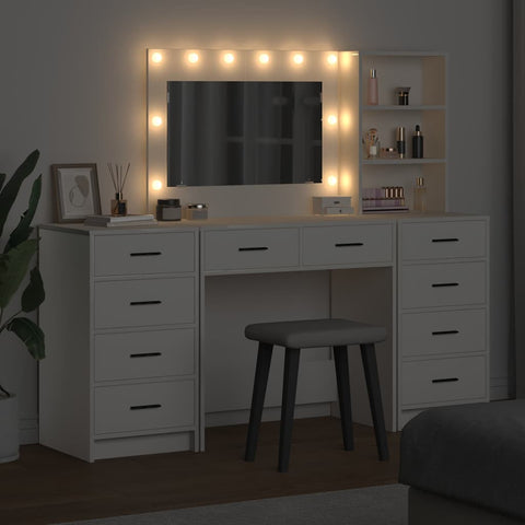 vidaXL Dressing Table 3 pcs White 40 x 41 x 135 cm Engineered wood