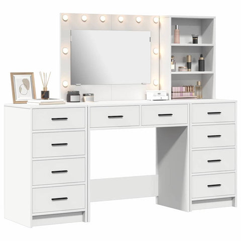 vidaXL Dressing Table 3 pcs White 40 x 41 x 135 cm Engineered wood