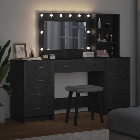 vidaXL Dressing Table 3 pcs Black 40 x 41 x 135 cm Engineered wood