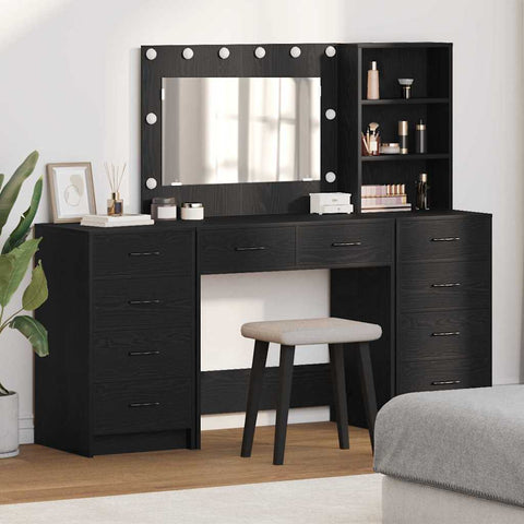 vidaXL Dressing Table 3 pcs Black 40 x 41 x 135 cm Engineered wood