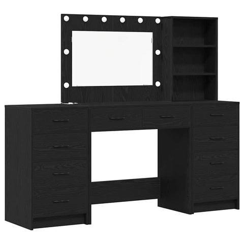 vidaXL Dressing Table 3 pcs Black 40 x 41 x 135 cm Engineered wood