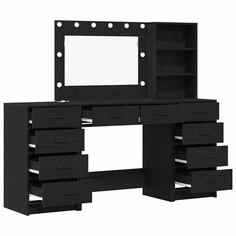 vidaXL Dressing Table 3 pcs Black 40 x 41 x 135 cm Engineered wood