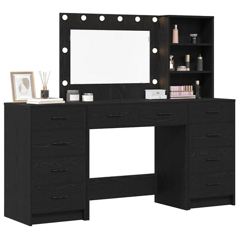vidaXL Dressing Table 3 pcs Black 40 x 41 x 135 cm Engineered wood