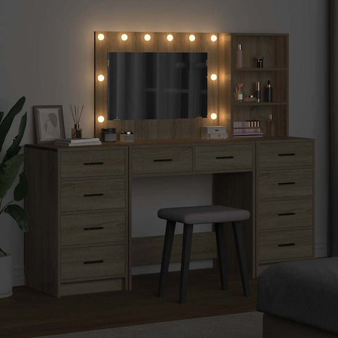 vidaXL Dressing Table 3 pcs Brown 40 x 41 x 135 cm Engineered wood