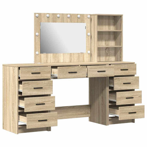 vidaXL Dressing Table 3 pcs Brown 40 x 41 x 135 cm Engineered wood