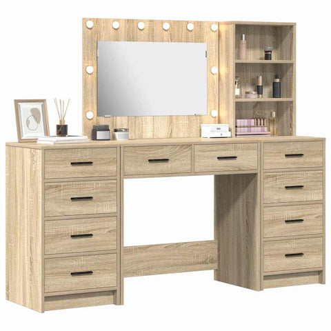 vidaXL Dressing Table 3 pcs Brown 40 x 41 x 135 cm Engineered wood