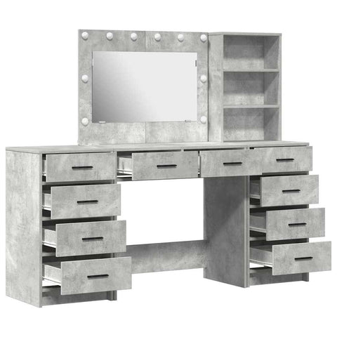 vidaXL Dressing Table 3 pcs Grey 40 x 41 x 135 cm Engineered wood