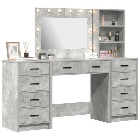 vidaXL Dressing Table 3 pcs Grey 40 x 41 x 135 cm Engineered wood